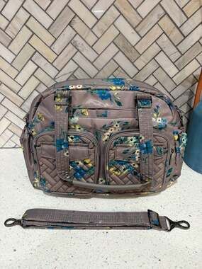 Lug Jumper Overnight Duffel Bag In Watercolor Grey Floral
